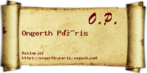 Ongerth Páris névjegykártya